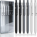 Gel Pens, 6 Pcs 0.5mm Fine Point Black Ink Pen With Smooth Writing, Office Desk Accessories, Writing Supplies Gifts for Men Women, Quick Dry Pens Ballpoint For Journaling, Black/Gray/White