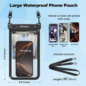 [Up to 10"] Large Waterproof Phone Pouch Bag - 2 Pack IPX8 Waterproof Phone Case for iPhone 17 16 15 Pro Max Galaxy S25 S24 Ultra, Touchscreen & Underwater Photography, Beach Cruise Travel Essentials