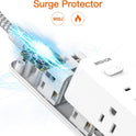 Power Strip Surge Protector, BESHON 5Ft Extension Cord, 6 Outlets with 4 USB Ports (2 USB C Outlet), 3-Side Outlet Extender, Wall Mount, Compact for Travel, Home, School, College Dorm Room and Office