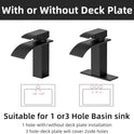 Bathroom Faucet Matte Black Modern Waterfall Bathroom Sink Faucet with Single Handle Suitable for 1 or 3 Holes,Supply Deck Plate and Hose