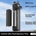 POWCAN 26 oz Insulated Water Bottle with 2-in-1 Straw and Spout Lid, Keep Cold 24H, Leak-Proof, Fits in Car Cup Holder, Stainless Steel Water Bottle for Sports, Travel, and School (Dark Knight)