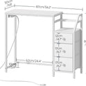 Small Vanity Desk Without Mirror, Makeup Vanity Table with Power Outlet, White Vanity with Fabric Drawers, Dressing Table, for Small Spaces, Bedroom, White