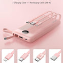 VRURC Portable Charger Power Bank, 10000mAh Travel Essentials Battery Pack, 5 Outputs 2 Inputs Slim Charging Bank Built-in Cables Cords Wires Compatible with iPhone,Samsung,Android-Pink(1 Pack)