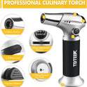 TBTEEK Butane Torch, Kitchen Torch Cooking Torch with Safety Lock & Adjustable Flame for Cooking, BBQ, Baking, Brulee, Creme, DIY Soldering(Butane Not Included)