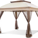 COOS BAY 11x11 Pop Up Instant Gazebo Tent with Mosquito Netting Outdoor Canopy Shelter with 121 Square Feet of Shade (Beige)