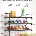 Kitsure Shoe Rack for Closet, Sturdy Shoe Storage for Entryway, Space-Saving Shoe Rack Small and Shoe Shelf, 27.6" Wide, Black