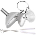 Metal Stainless Steel Funnel, Large Medium Small Funnel Set of 3, Food Grade Mini Funnels for Kitchen Use Filling Bottles Flask Cooking, 2 Brushes YLYL