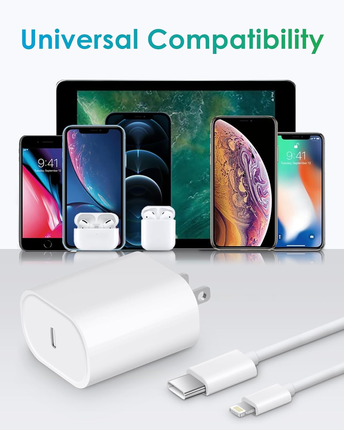 Fast Charger i Phone, 20W USB C Block with 6Ft Cable Compatible with IP 14/14 Pro/14 Plus/14 Pro Max/13/13 Mini/13 Pro/13 Pro Max/12/11/X & More