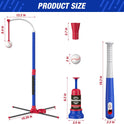 3-in-1 Baseball Set for Kids 3-5 - Tee Ball Stand, Hanging Tee, Ball Launcher and 6 Softballs - Adjustable Height, Indoor/Outdoor Sport Gifts for Boys Girls, Blue