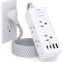 Power Strip Surge Protector - One Beat 6 Widely Outlets with 4 USB Ports (2 USB C), 5 Ft Extension Cord Flat Plug, Wall Mount Outlet Extender Small Power Strip for Travel Home Office College Dorm Room