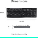 Logitech MK270 Wireless Keyboard and Mouse Combo for Windows, 2.4 GHz, 8 Multimedia Keys, PC, Laptop, Wireless Keyboard Compact Mouse Combo - Black