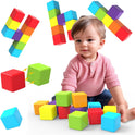Magnetic Building Blocks Large, 1.65 inch Magnetic Stacking Cubes for Toddlers, Sensory & Montessori Toys for Boys & Girls 1 2 3 Years Old (12 PCS)