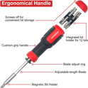 SHARDEN Multi Screwdriver 13-in-1 Screw Driver Adjustable Screwdriver Set Multitool All in One with Torx Security, Flat Head, Phillips, Hex, Square and 1/4 Nut Driver