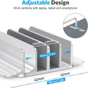 OMOTON [Updated Dock Version] Vertical Laptop Stand, Double Desktop Stand Holder with Adjustable Dock (Up to 17.3 inch), Fits All MacBok/Surface/Samsung/HP/Dell/Chrome Book (Silver)