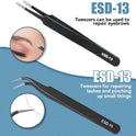 6 Pcs Precision Tweezers Set, Premium Anti-Static Stainless Steel Tweezer, ESD Curved of Tweezers for Electronics, Craft, Laboratory Work, Jewelry-Making, etc