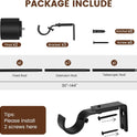1” Diameter Curtain Rods Itself is 30 to144 inch 1 Pack Fit 30-142 inch, 66 to 120 inch Window with Heavy Duty Adjustable Rod Matte Black Curtain Splicing Metal Extra Long Curtain Rod for Windows