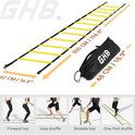 GHB Pro Agility Ladder Agility Training Ladder Speed 12 Rung 20ft with Carrying Bag