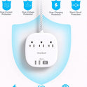 Flat Plug Power Strip, 6ft Ultra Flat Extension Cord - 3 Outlets 4 USB Ports (2 USB C) 22.5W/4.5A Desktop Charging Station, Power Strip No Surge Protection for Cruise Ship, Dorm Room Travel Essentials
