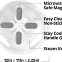 HOVER COVER Magnetic Splatter Cover, 12-Inch Clear BPA-Free Food Lid, Vented Plate Guard with Steam Vents, Anti-Splash Microwave Lid, Dishwasher Safe, Space-Saving Magnetic Storage - Gray