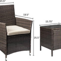 Devoko Patio Porch Furniture Sets 3 Pieces PE Rattan Wicker Chairs with Table Outdoor Garden Furniture Sets (Brown/Beige)