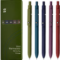 Gel Pens, 5 Pcs 0.5mm Black Ink Pens Fine Point Smooth Writing Pens with Silicone Grip, High-End Series Metal Clip Retractable Pens for Journaling Note Taking (Vintage)