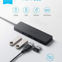 Anker USB Hub 4 Ports, Multiple USB 3.0 Hub, USB Splitter for Laptop, Extender for A Port Laptop, PC, Desktop and More [Charging Not Supported](2ft USB-A)
