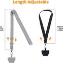CACOE Phone Lanyard 2 Pack-2× Adjustable Neck Strap,2× Phone Patches,Universal Cell Phone Multifuctional Patch Lanyards Compatible with Most Smartphones(Black+Gray)