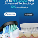 COSLUS Sonic Electric Toothbrush for Adults: 47000 VPM for Deep Cleaning & Whitening with Travel Case - 5 Modes for Sensitive Teeth & Braces, Wireless Charging, 6 Brush Heads for Home Family, Black