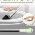 Compact Toilet Brush & Holder, Stainless Steel Handle, Space Saving for Storage, Deep Cleaning, Drip-Proof, Easy to Assemble, Nylon Bristles, White & Grey