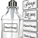 JASAI Antique Design Soap Dispenser with Rust Proof 304 Stainless Steel Pump, Refillable Glass Soap Dispenser with 10Pcs Clear Stickers, Premium Kitchen & Bathroom Soap Dispenser