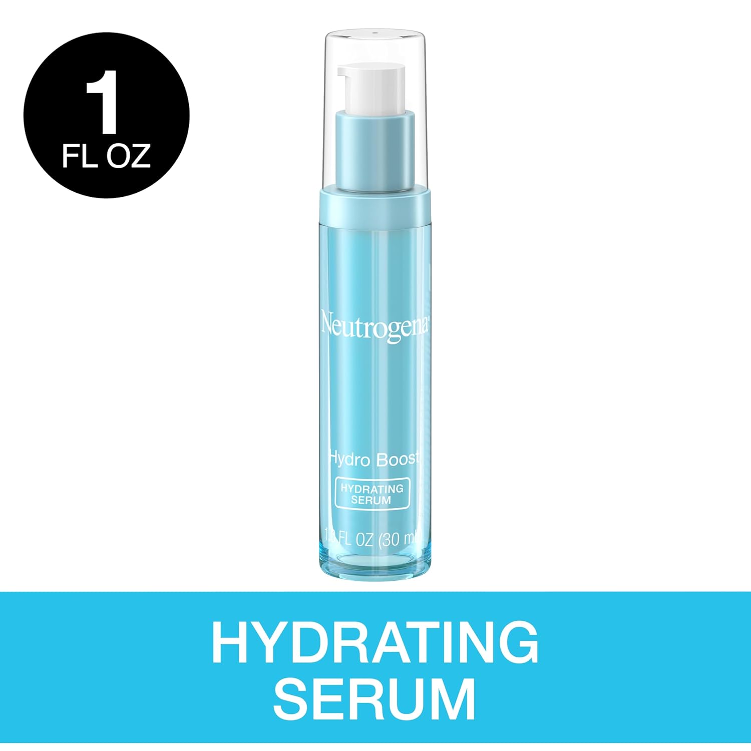Neutrogena Hydro Boost Hydrating Hyaluronic Acid Serum, Hydrating Face Moisturizer For Dry Skin, Oil-Free Non-Comedogenic Moisturizer, 1 FL OZ