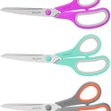 Scissors, iBayam 8" All Purpose Scissors Bulk 3-Pack, Ultra Sharp 2.5mm Thick Blade Shears Comfort-Grip for Office Desk Accessories Sewing Fabric Home Craft Teacher School Supplies, Right/Left Handed