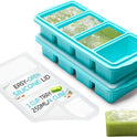 Silicone Freezer Tray With Lid - Soup Freezer Container molds - Large Ice Cube Tray- makes 8 perfect 1 cup portions cubes, 2-Pack Freezer Storage Food Soups & Meal Prep - Oven & Dishwasher -Safe