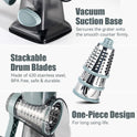 KEOUKE Rotary Cheese Grater Hand Crank Transparent - Shredder Slicer Grinder 3 Stainless Steel Blades, Stable Suction, Labor-Saving Handle, Safe Kitchen Tool for Cheese, Vegetable, Nuts, Chocolate