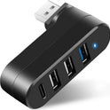 VIENON 4-Port USB 3.0 Hub [90°/180° Degree Rotatable], USB Splitter with PD-in 5W USB C Port, USB Extender for Laptop, Car, iMac, MacBook Air, MacBook Pro, and More