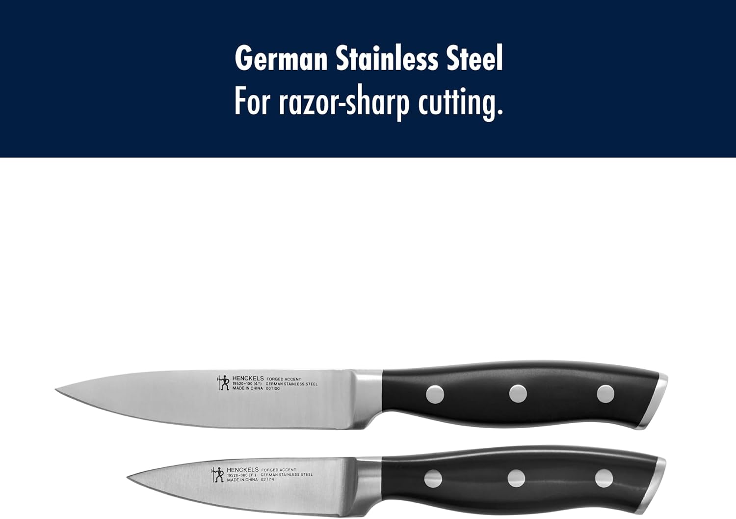 HENCKELS Forged Accent Razor-Sharp 2-pc Paring Knife Set, German Engineered Informed by 100+ Years of Mastery,Black