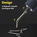 HOTO Electric Screwdriver Kit, Upgraded 1/4'' Hex 25 Bits, Magnetic Lid, Rechargeable Cordless Screwdriver, 3 Torque Settings, 1500mAh Battery, LED Light, Ideal for Assembling Furniture, Home