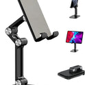 OCYCLONE Phone Stand, Adjustable Height and Angle Foldable Cell Phone Stand Holder for Desk, Taller iPhone Stand Compatible with 4.7"-13" Smartphones iPad Tablet, Black