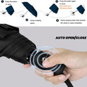 SIEPASA Compact Travel Umbrella - Windproof Auto Open/Close, Small Folding Umbrella for Rain - Lightweight & Durable with Fiberglass Frame, Waterproof Canopy - Fits Backpack, Purse, Suitcase. (Black)