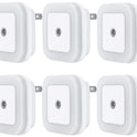 Uigos LED Night Light Lamp with Smart Sensor Dusk to Dawn Sensor, Daylight White, 0.5W Plug-in, 6-Pack