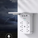Wall Outlet Extender with Surge Protector, 6 AC Outlets, Shelf, 2 USB & USB C Charging Ports - Home & Dorm Plug Expander