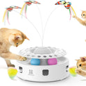 Potaroma Cat Toys 3in1 Automatic Interactive Kitten Toy, Fluttering Butterfly, Moving Feather, Track Balls, Dual Power Supplies, USB Powered, Indoor Exercise Kicker (Bright White)