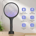 YISSVIC Electric Fly Swatter Bug Zapper Racket Dual Modes Mosquito Killer with Purple Mosquito Light Rechargeable for Indoor Home Office Backyard Patio Camping (Black) (Black-1 Pack)
