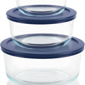 Pyrex Simply Store (3-Pack) Glass Food Storage Containers Set, (2, 4 & 7 Cup) Meal Prep Containers With BPA-Free Lids, Dishwasher & Microwave Safe