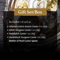 OLMA Classic Caviar Black Caviar Gift Box - Includes 2 oz of Siberian Osetra Aurora, White Sturgeon, Paddlefish, Hackleback Sturgeon Fish Roe & Mother of Pearl Serving Spoon - Overnight Delivery