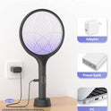 YISSVIC Electric Fly Swatter Bug Zapper Racket Dual Modes Mosquito Killer with Purple Mosquito Light Rechargeable for Indoor Home Office Backyard Patio Camping (Black) (Black-1 Pack)