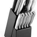 FARBERWARE 15-Piece Kitchen Knife Set with High-Carbon Stainless Steel Blades, Black Handles, Steak Knives, Wood Block, Razor Sharp and Ergonomic