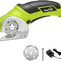 SnapFresh Cordless Electric Scissors, 4V Electric Mini Box Cutter, Carpet & Cardboard Cutter Tool with a Replacement Blade/Charger, Rotary Cutter for Cardboard Packages Leather Plastic （Green）