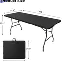 Folding Table 6ft Portable Heavy Duty Plastic Fold-in-Half 6 Foot Foldable Table Utility Dining Indoor Outdoor with Carrying Handle for Camping Picnic and Party, Black