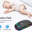 Wireless Bluetooth Mouse Rechargeable Laptop Mice with LED Use Portable(BT5.2 and USB 2.4G) Dual Mode Connection Silent Slim Computer Mouse for Laptop/iPad Tablet/Apple MacBook/PC (Black)